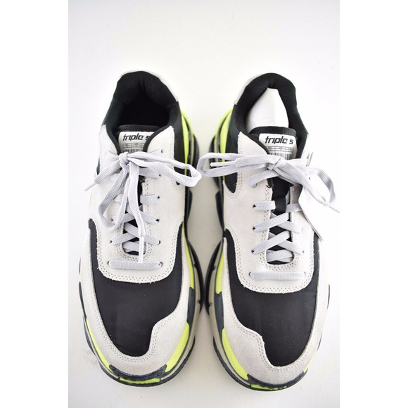 Balenciaga Triple S Mens V2 Black Grey Jaune Nylon Speed Trainer Sneaker 42 US 9 - Picture 5 of 9